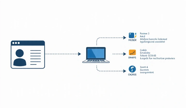 Diagram showing data flow from a user to a website and then to various third-party services via cookies