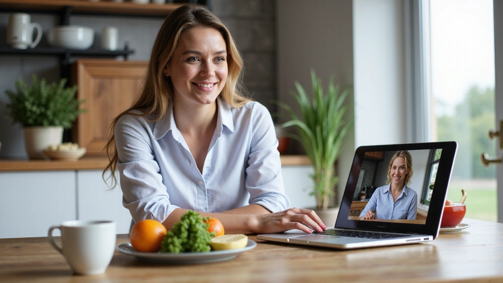 Woman having an online nutrition consultation on a laptop